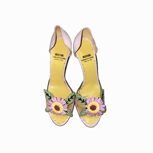 Vintage Moschino Pink Floral Heels - Picture 2 of 4
